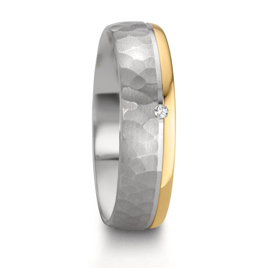 Partnerring Silber, 585/14 K Rosegold Diamant 0.015 ct, w-si bicolor