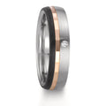 Partnerring Edelstahl, 375/9 K Rotgold Diamant 0.02 ct, w-si