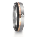 Partnerring Edelstahl, 375/9 K Rotgold Diamant 0.02 ct, w-si