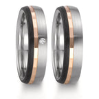 Partnerring Edelstahl, 375/9 K Rotgold