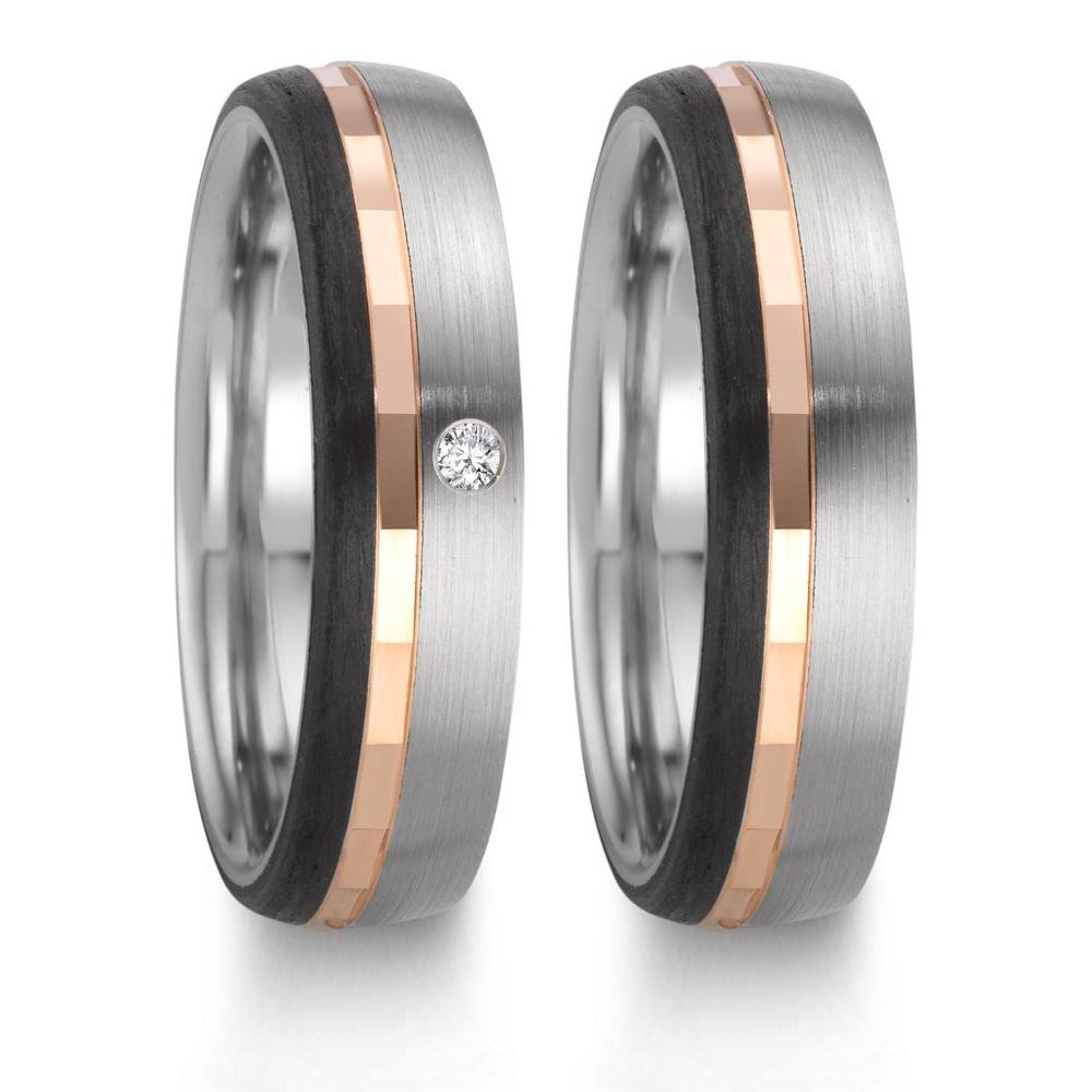 Partnerring Edelstahl, 375/9 K Rotgold