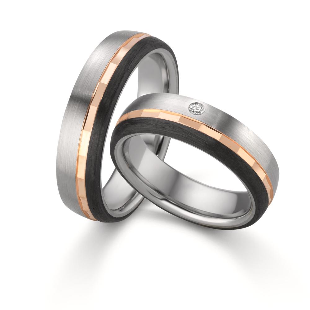 Partnerring Edelstahl, 375/9 K Rotgold