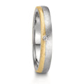 Partnerring Edelstahl, 375/9 K Gelbgold Diamant 0.015 ct, w-si