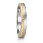 Partnerring Edelstahl, 375/9 K Gelbgold Diamant 0.015 ct, w-si