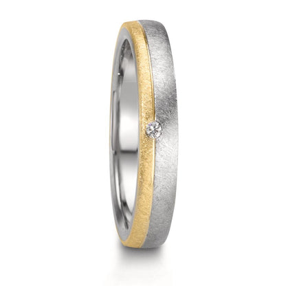 Partnerring Edelstahl, 375/9 K Gelbgold Diamant 0.015 ct, w-si