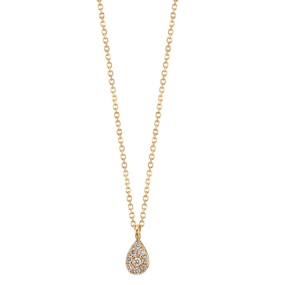 Collier 750/18 K Gelbgold Diamant 0.04 ct, 9 Steine, w-si 42-45 cm verstellbar