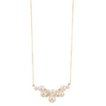 Collier 750/18 K Gelbgold Diamant 0.08 ct, 4 Steine, w-si Süsswasserzuchtperle, 12 Perlen 3.5-6.5 mm 42-45 cm verstellbar