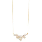 Collier 750/18 K Gelbgold Diamant 0.08 ct, 4 Steine, w-si Süsswasserzuchtperle, 12 Perlen 3.5-6.5 mm 42-45 cm verstellbar