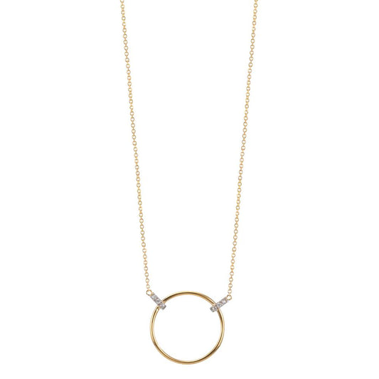 Collier 375/9 K Gelbgold, 375/9 K Weissgold Zirkonia 6 Steine 42-45 cm verstellbar Ø14 mm
