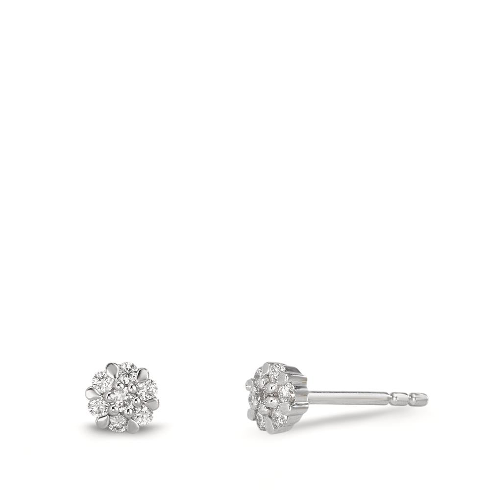 Ohrstecker 750/18 K Weissgold Diamant 0.112 ct, 14 Steine, w-si Ø4 mm