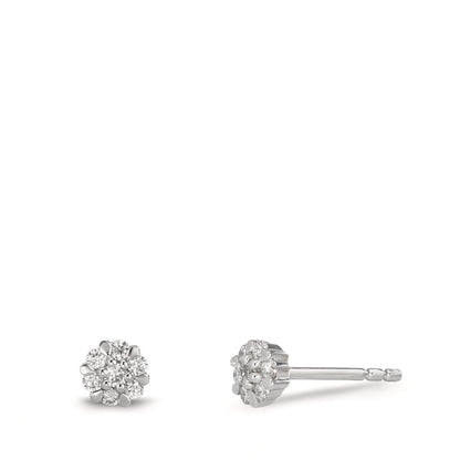 Ohrstecker 750/18 K Weissgold Diamant 0.112 ct, 14 Steine, w-si Ø4 mm