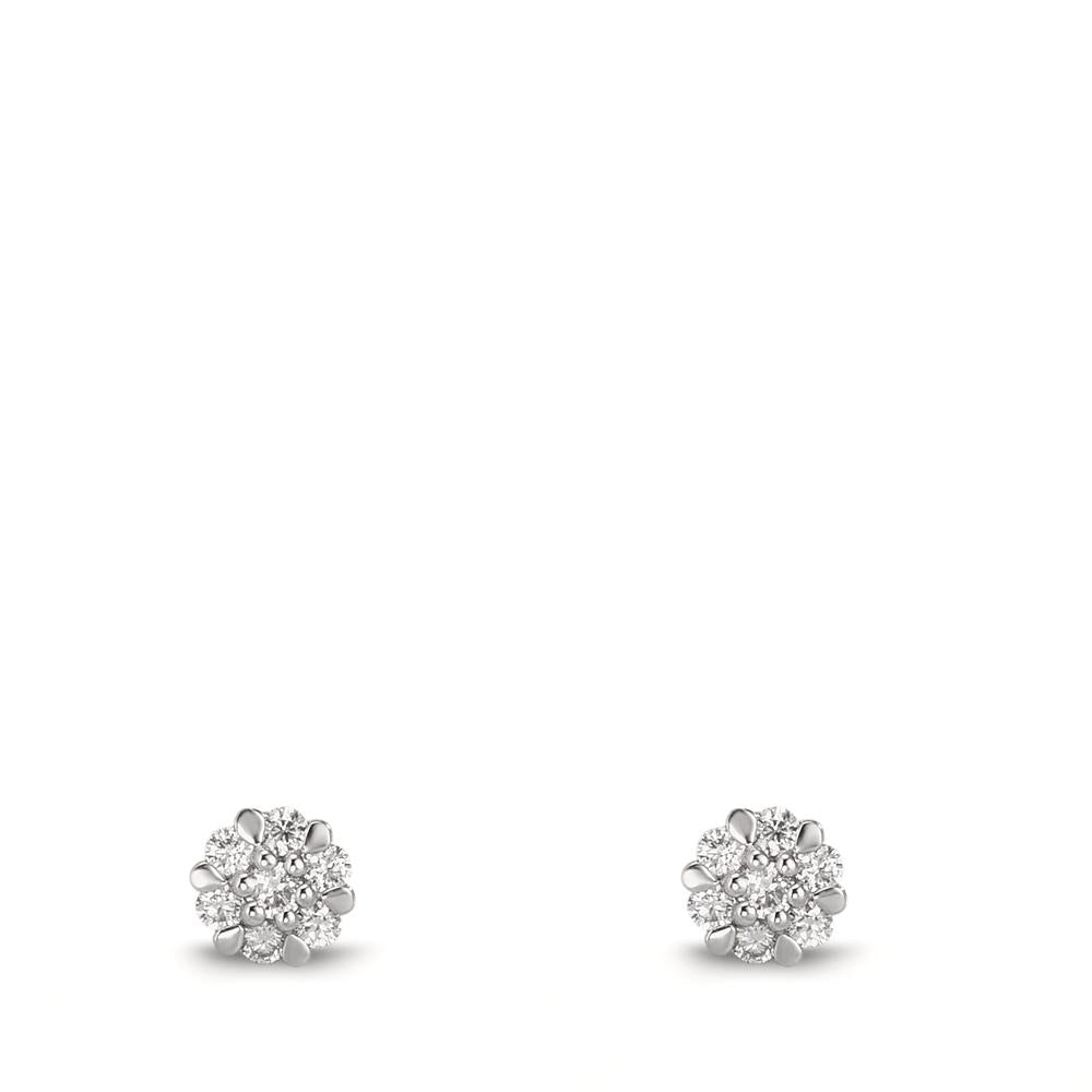 Ohrstecker 750/18 K Weissgold Diamant 0.112 ct, 14 Steine, w-si Ø4 mm