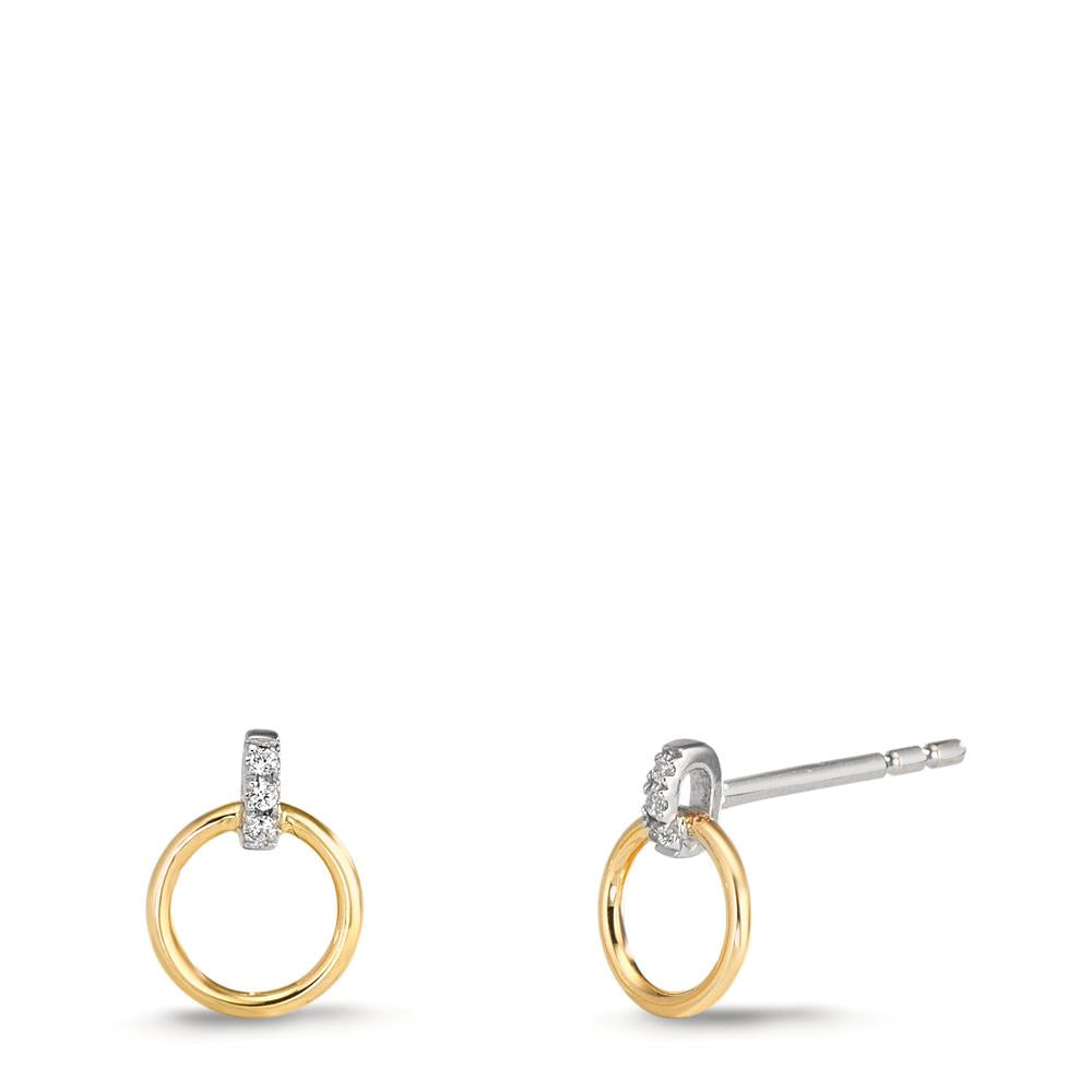 Ohrstecker 375/9 K Gelbgold, 375/9 K Weissgold Zirkonia 6 Steine