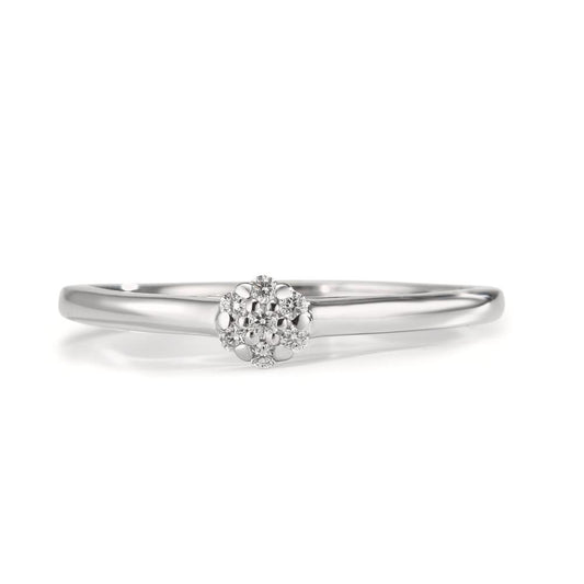 Fingerring 750/18 K Weissgold Diamant 0.06 ct, 7 Steine, w-si