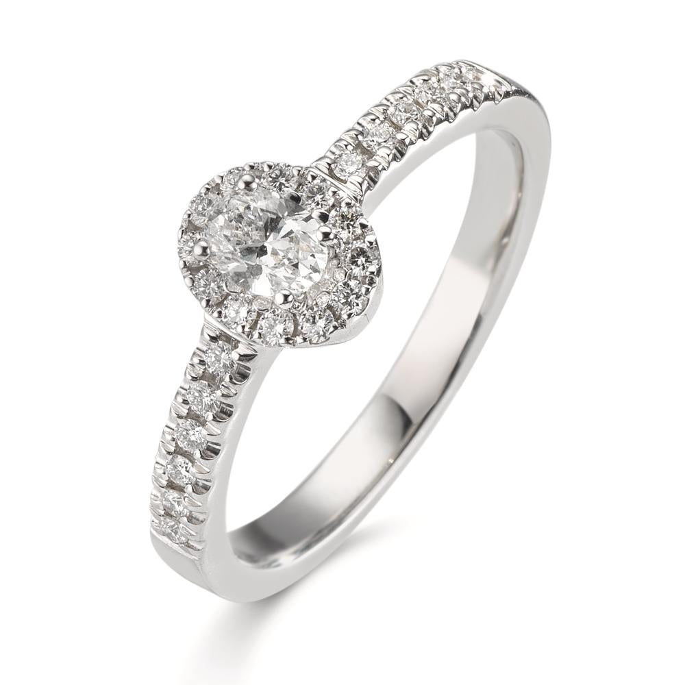 Fingerring 750/18 K Weissgold Diamanten 0.37 ct, w-si