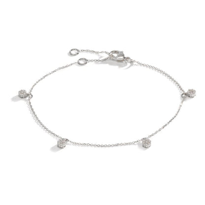 Armband 750/18 K Weissgold Diamant 0.24 ct, 28 Steine, w-si verstellbar