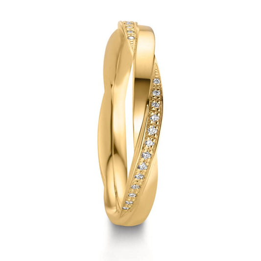 Partnerring 750/18 K Gelbgold Diamant 0.12 ct, 39 Steine, w-vsi