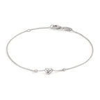 Armband 750/18 K Weissgold Zirkonia 2 Steine Herz verstellbar