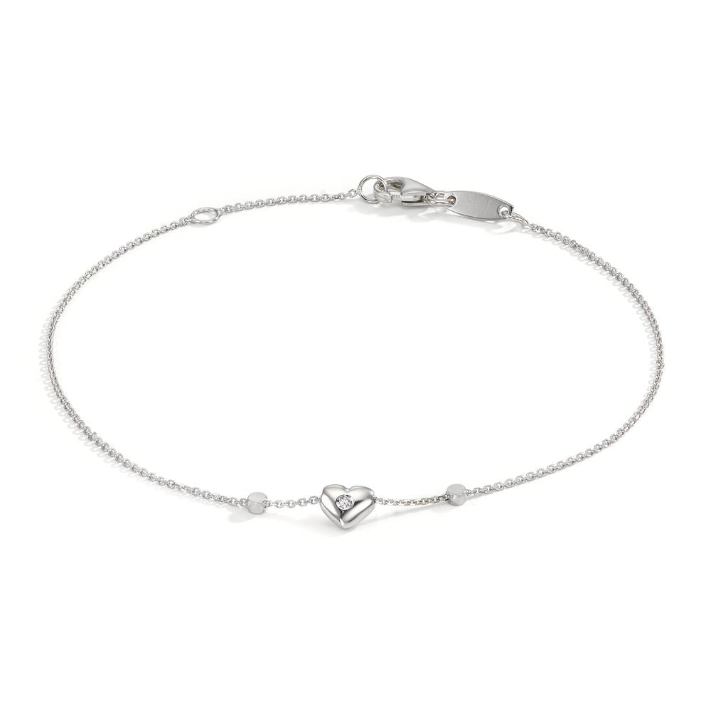 Armband 750/18 K Weissgold Zirkonia 2 Steine Herz verstellbar