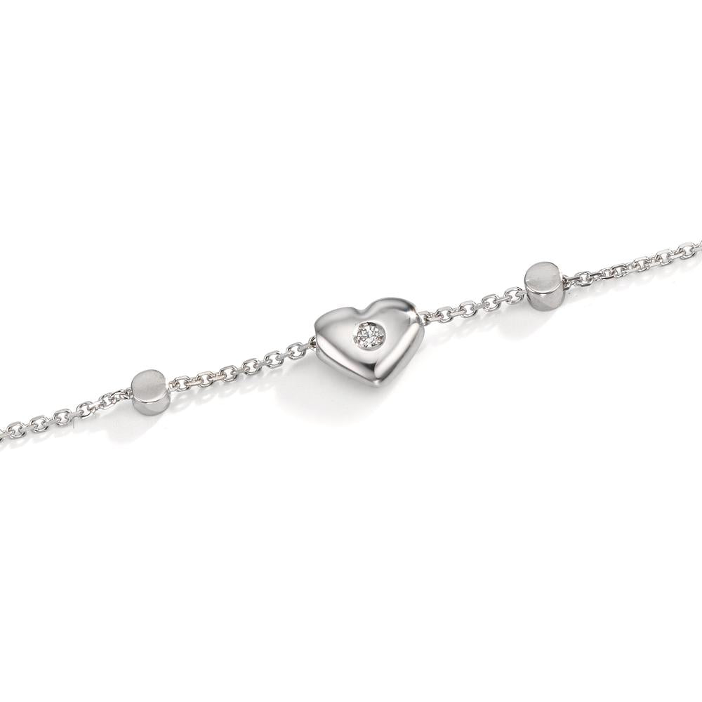 Armband 750/18 K Weissgold Zirkonia 2 Steine Herz verstellbar