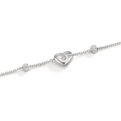 Armband 750/18 K Weissgold Zirkonia 2 Steine Herz verstellbar