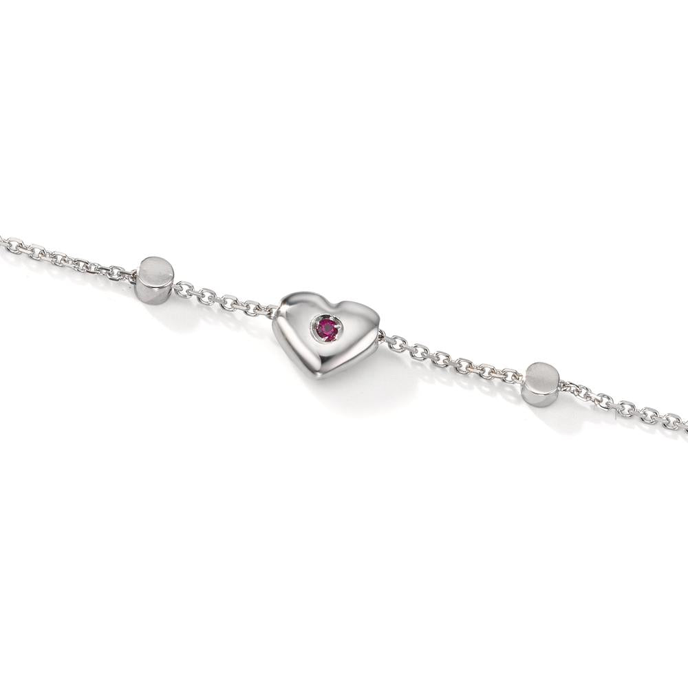 Armband 750/18 K Weissgold Zirkonia 2 Steine Herz verstellbar