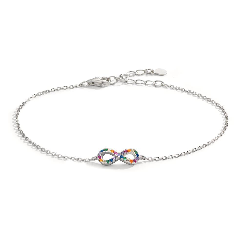 Armband Silber Zirkonia bunt rhodiniert Infinity verstellbar