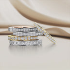 Memory Ring 750/18 K Rotgold, 750/18 K Weissgold Diamant 0.15 ct, 15 Steine, tw-vsi