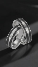 Partnerring 950 Platin, Carbon Diamant 0.034 ct, 5 Steine, w-si